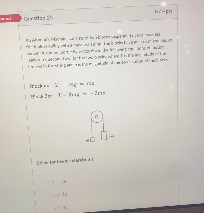 Solved An Atwood's Machine Consists Of Two Blocks Suspended | Chegg.com