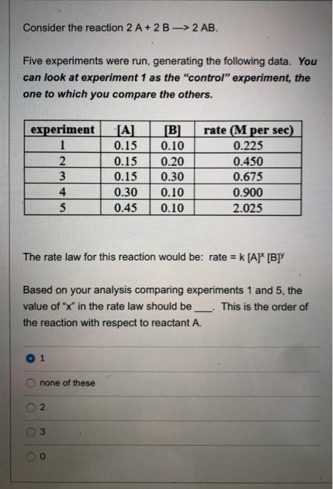 Solved Consider the reaction 2 A + 2B-> 2 AB. Five | Chegg.com
