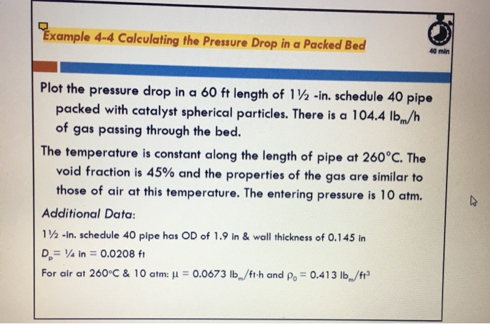 Solved Example 4-4 Calculating the Pressure Drop in a Packed | Chegg.com