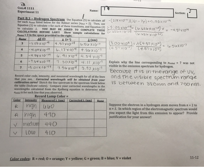 Solved CA Ch.M 1111 Name: Experiment 11 Section: Part B.3 - | Chegg.com