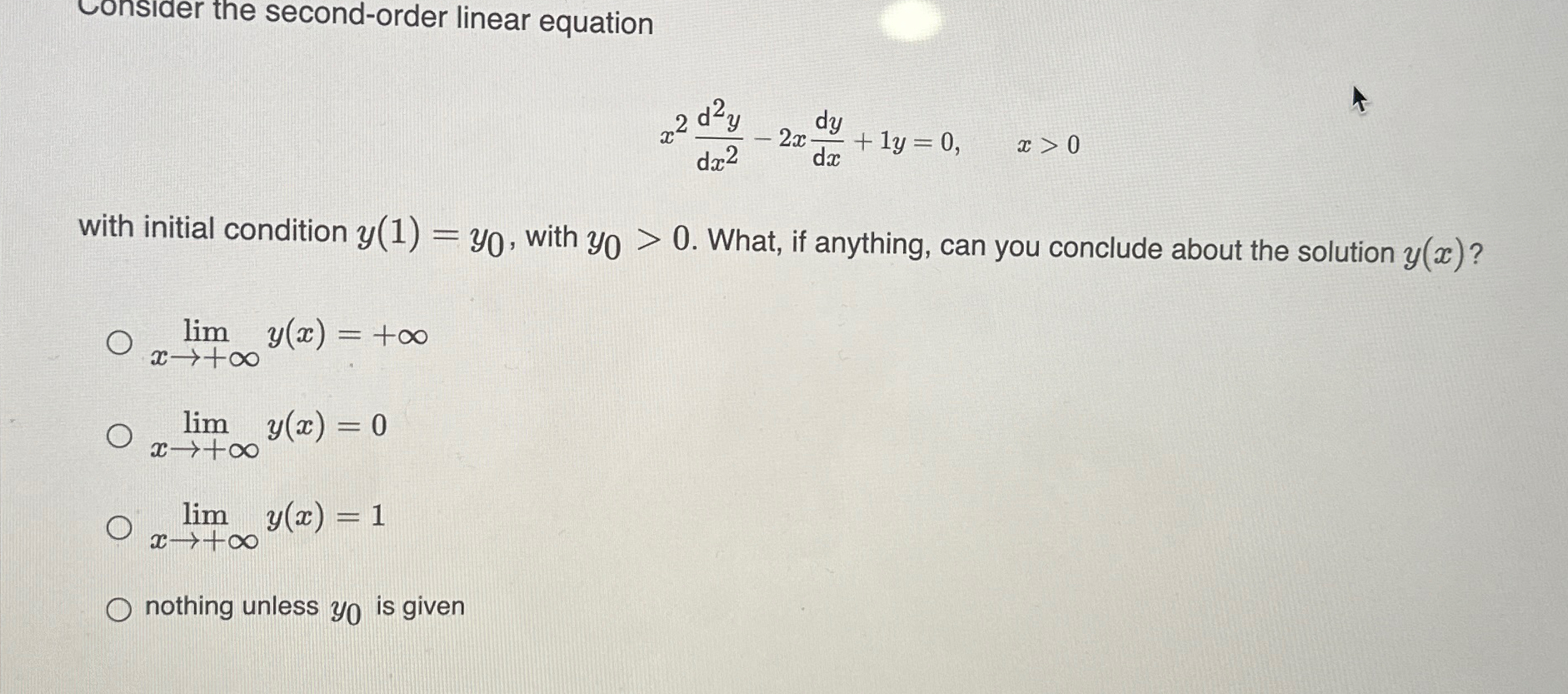 Solved Consider The Second Order Linear