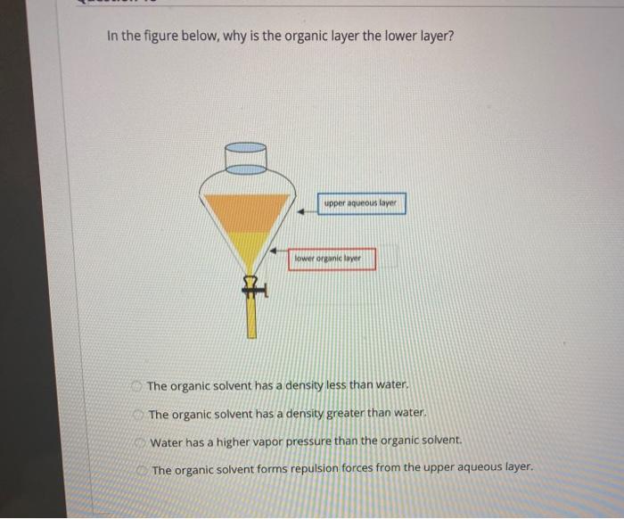 Solved In the figure below, why is the organic layer the | Chegg.com