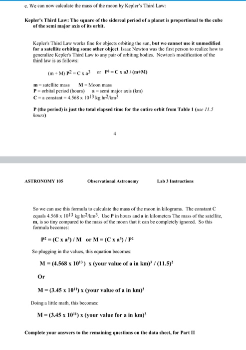 Question 5 Procedure 5: Kepler's Third Law - The Mass | Chegg.com