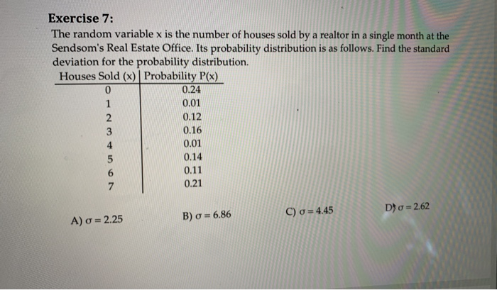 Solved Exercise 7: The random variable x is the number of | Chegg.com