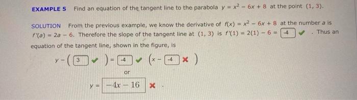 Solved Example 5 Find An Equation Of The Tangent Line To The Chegg Com
