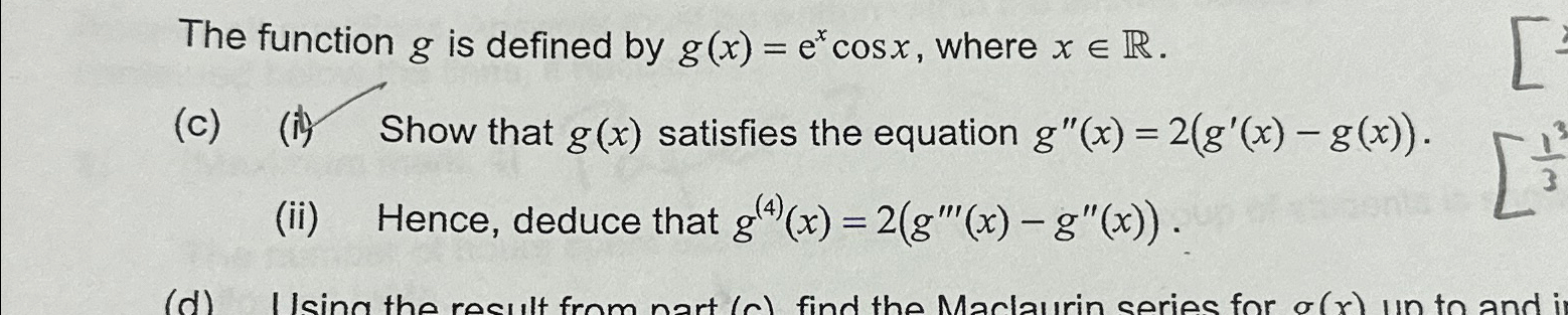 Solved The function g ﻿is defined by g(x)=excosx, ﻿where | Chegg.com