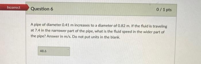 Solved A pipe of diameter 0.41 m increases to a diameter of | Chegg.com