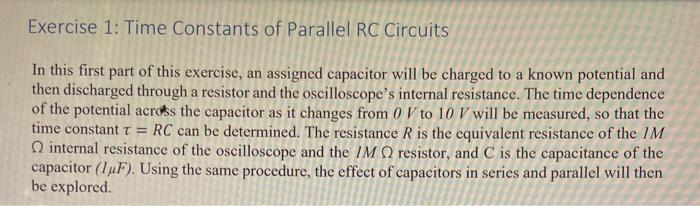 Solved Exercise 1: Time Constants of Parallel RC Circuits In | Chegg.com