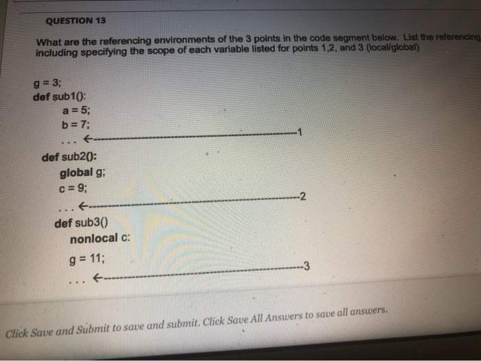 Solved QUESTION 13 What are the referencing environments of | Chegg.com