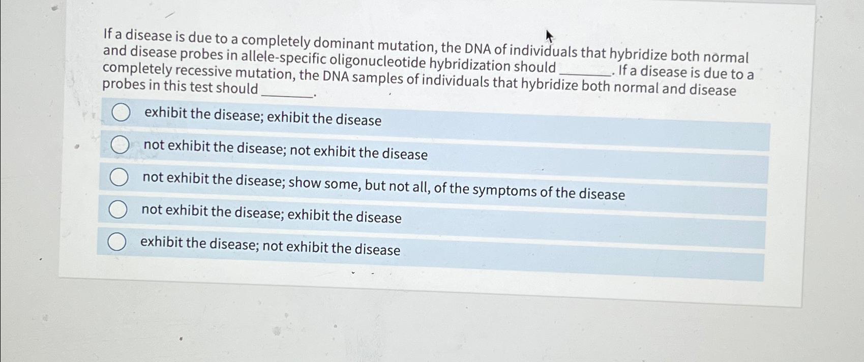 Solved If a disease is due to a completely dominant | Chegg.com