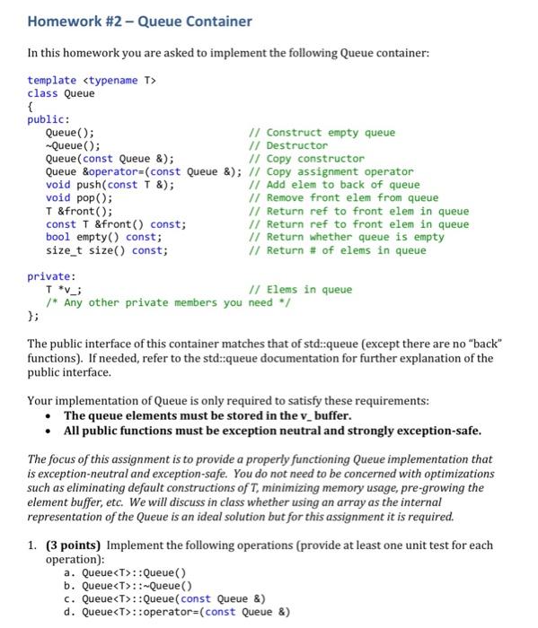 Solved Homework #2 - Queue Container In this homework you | Chegg.com