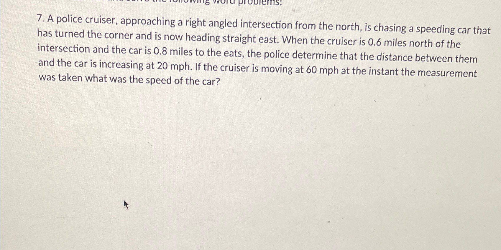 Solved A police cruiser, approaching a right angled | Chegg.com