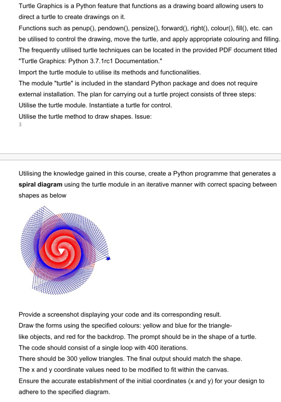 Turtle Graphics is a Python feature that functions as | Chegg.com