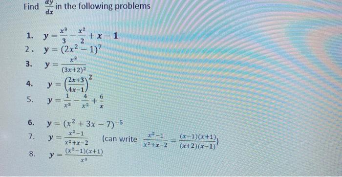 Solved Find Ay In The Following Problems Dx X Xa X2 1 Y Chegg Com