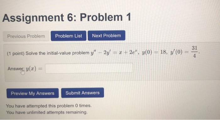 Solved Assignment 6: Problem 1 Previous Problem Problem List | Chegg.com