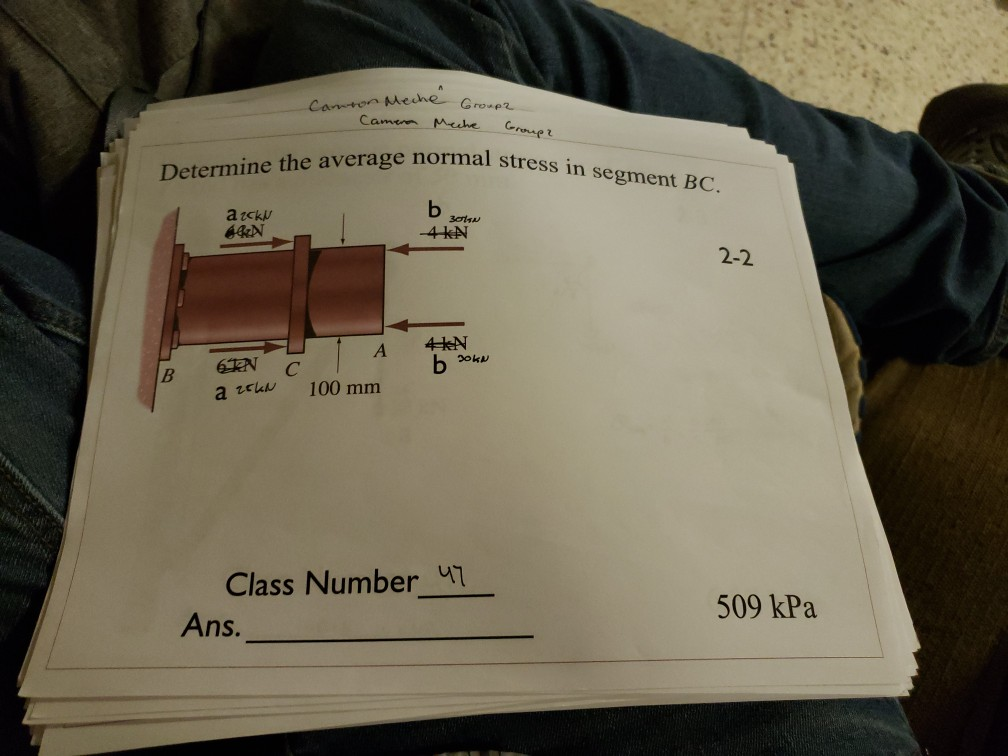 Solved Determine the average normal stress in segment BC. | Chegg.com