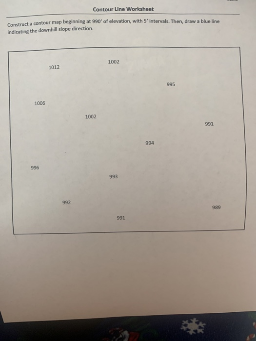 Solved Contour Line Worksheet Construct a contour map | Chegg.com