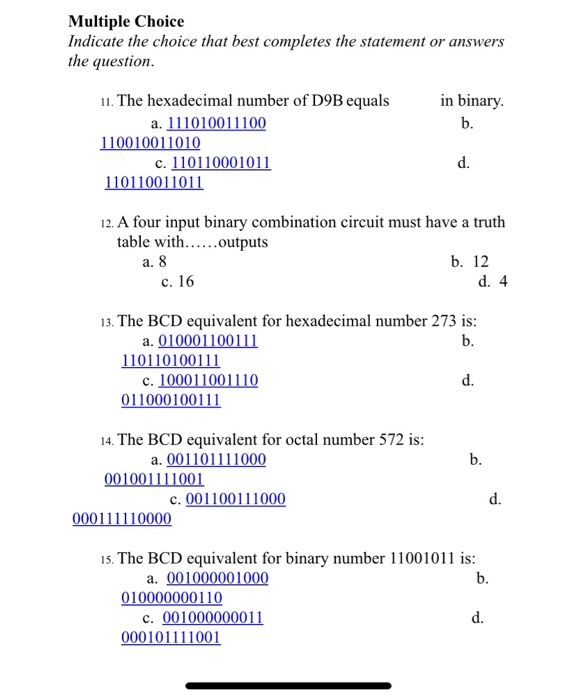 Solved Multiple Choice Indicate the choice that best | Chegg.com