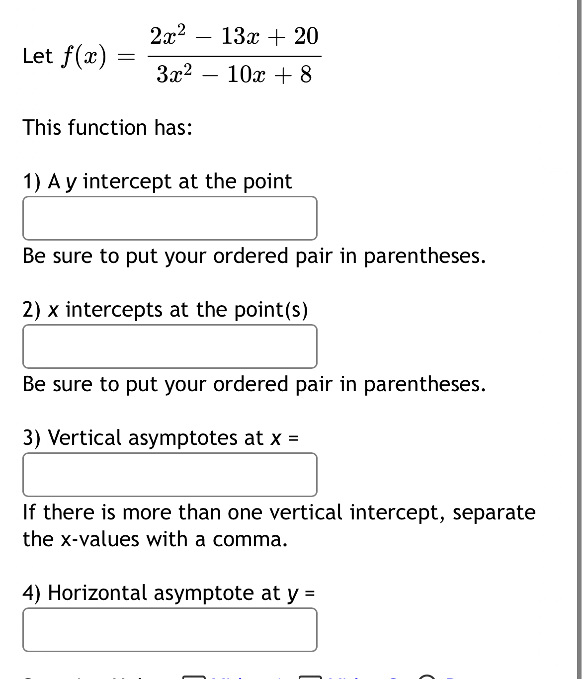 Solved Let F X 2x2 13x 203x2 10x 8this Function Has A Y