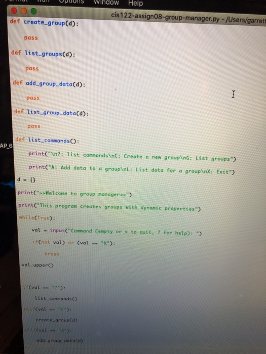 Solved in PYTHON how would I complete the | Chegg.com