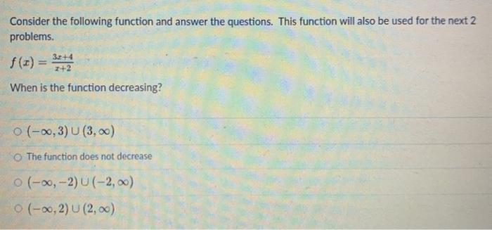 Solved Consider the following function and answer the | Chegg.com
