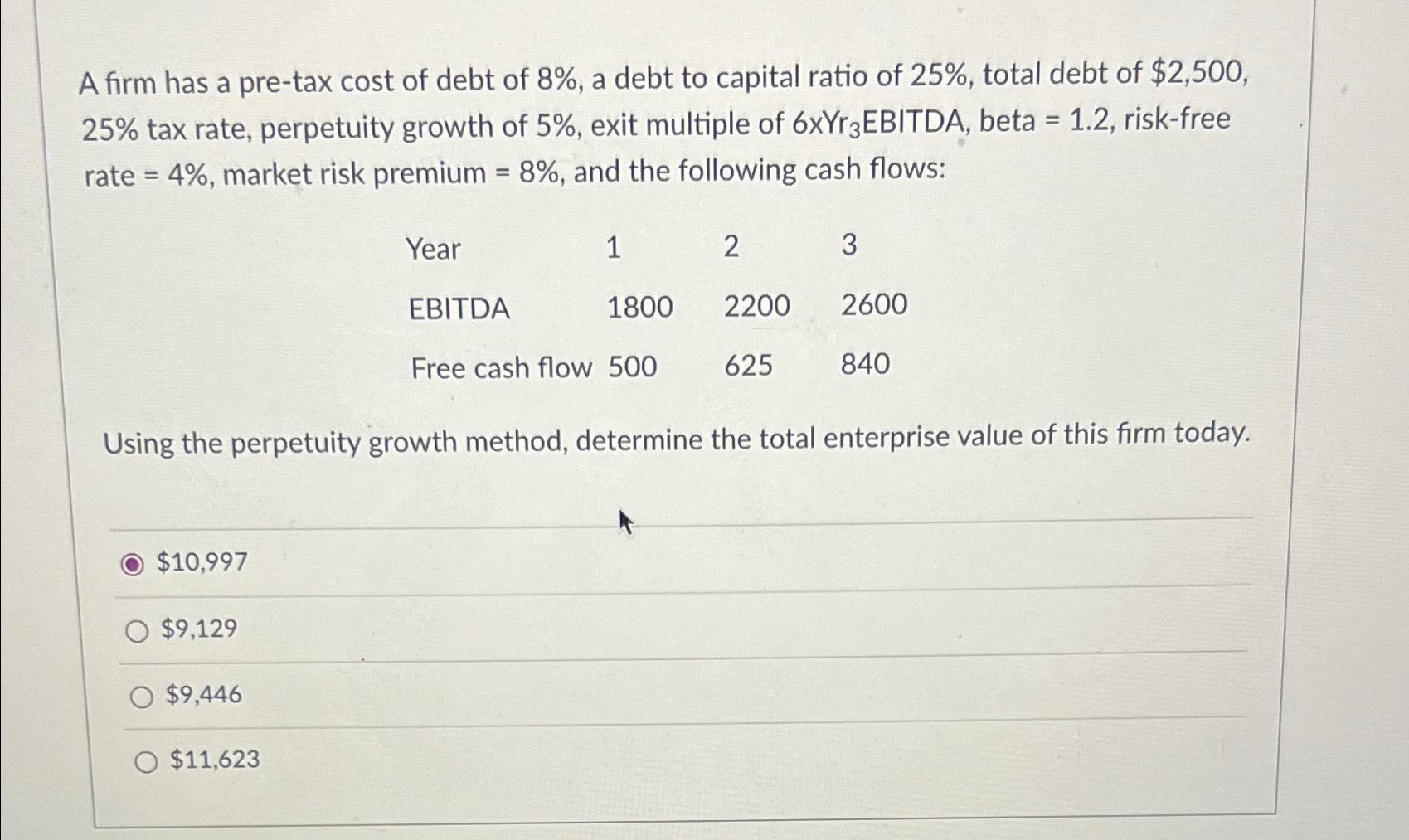 pre-tax cost of debt capital