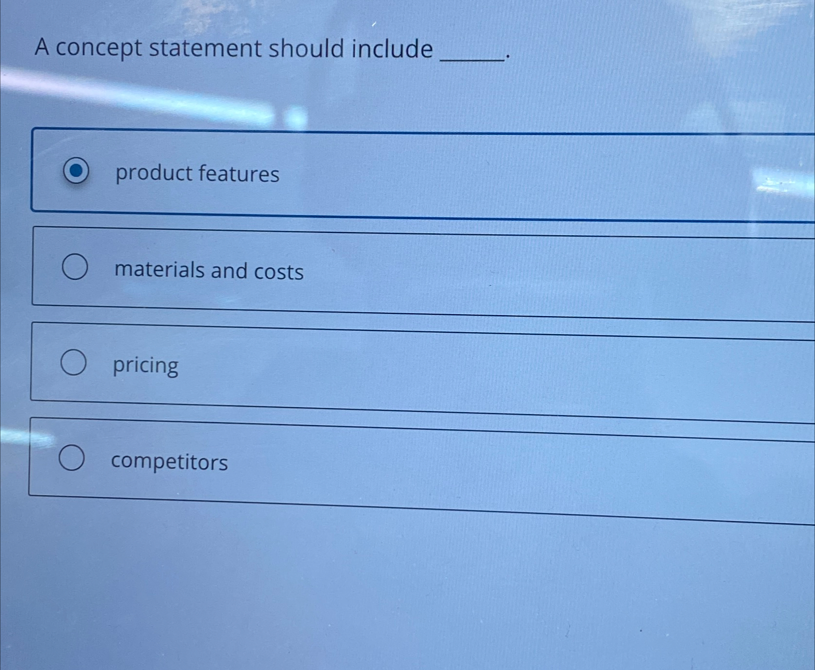 Solved A concept statement should includeproduct | Chegg.com