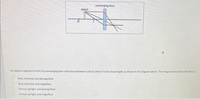 Solved An object is placed in front of a converging lens a | Chegg.com