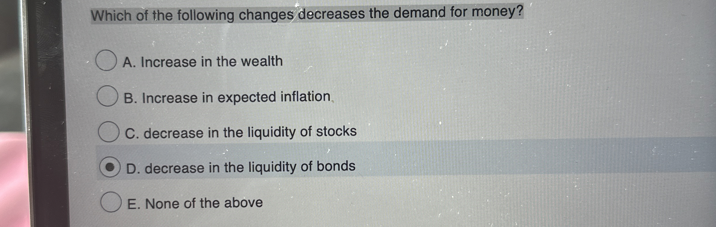 Solved Which of the following changes decreases the demand | Chegg.com
