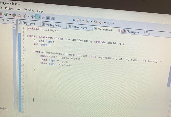 Solved Run Window Help Player.java MilitaryBuil... 1 package | Chegg.com