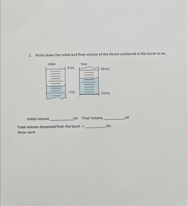 Solved 2. Write down the initial and final volume of the | Chegg.com