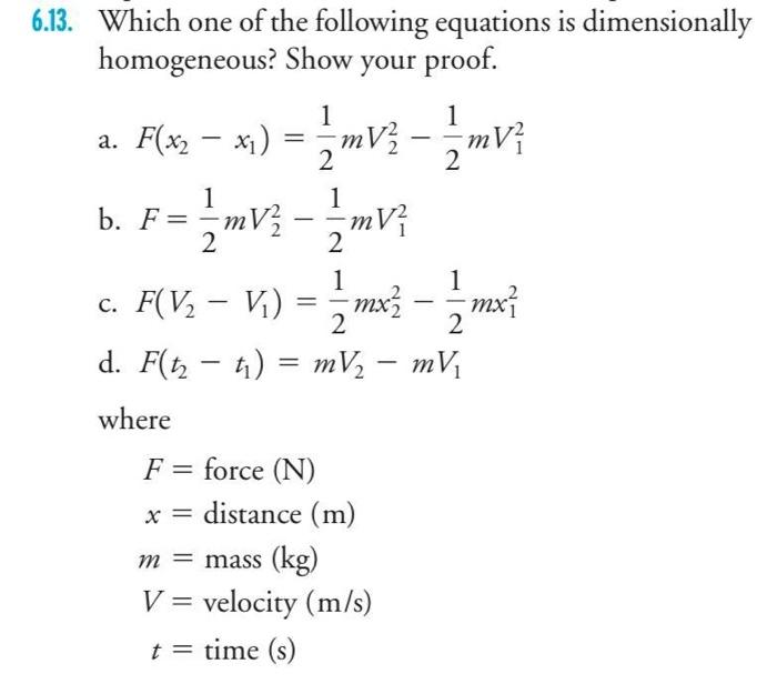 Solved mV3 5mv} 6.13. Which one of the following equations | Chegg.com