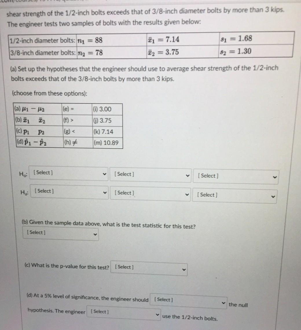 Solved shear strength of the 1/2-inch bolts exceeds that of | Chegg.com