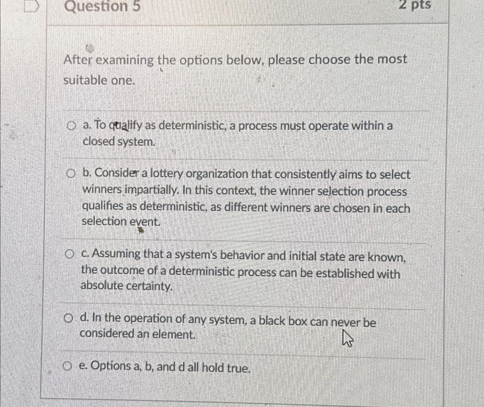 Solved After examining the options below, please choose the | Chegg.com