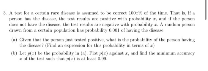 Solved 3. A Test For A Certain Rare Disease Is Assumed To Be | Chegg.com