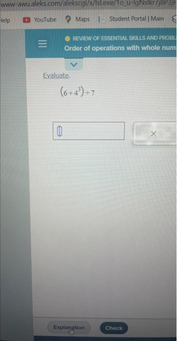 Solved Evaluate. (6+43)÷7 | Chegg.com