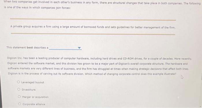 When two companies get involved in each others business in any form, there are structural changes that take piace in both co