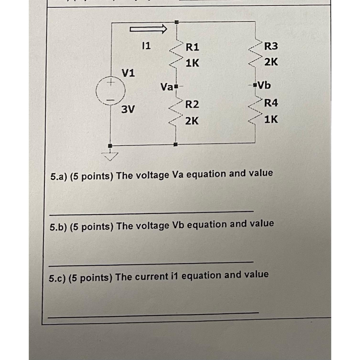 Solved 5.a) (5 ﻿points) ﻿The voltage Va equation and | Chegg.com