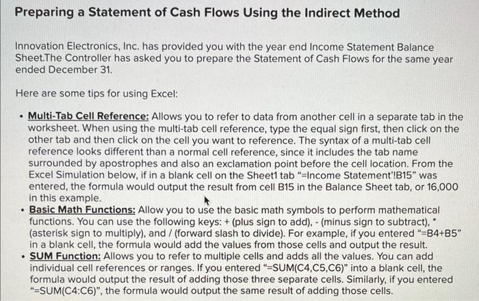 solved-preparing-a-statement-of-cash-flows-using-the-chegg