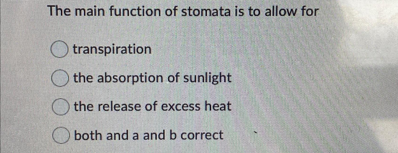 Solved The main function of stomata is to allow