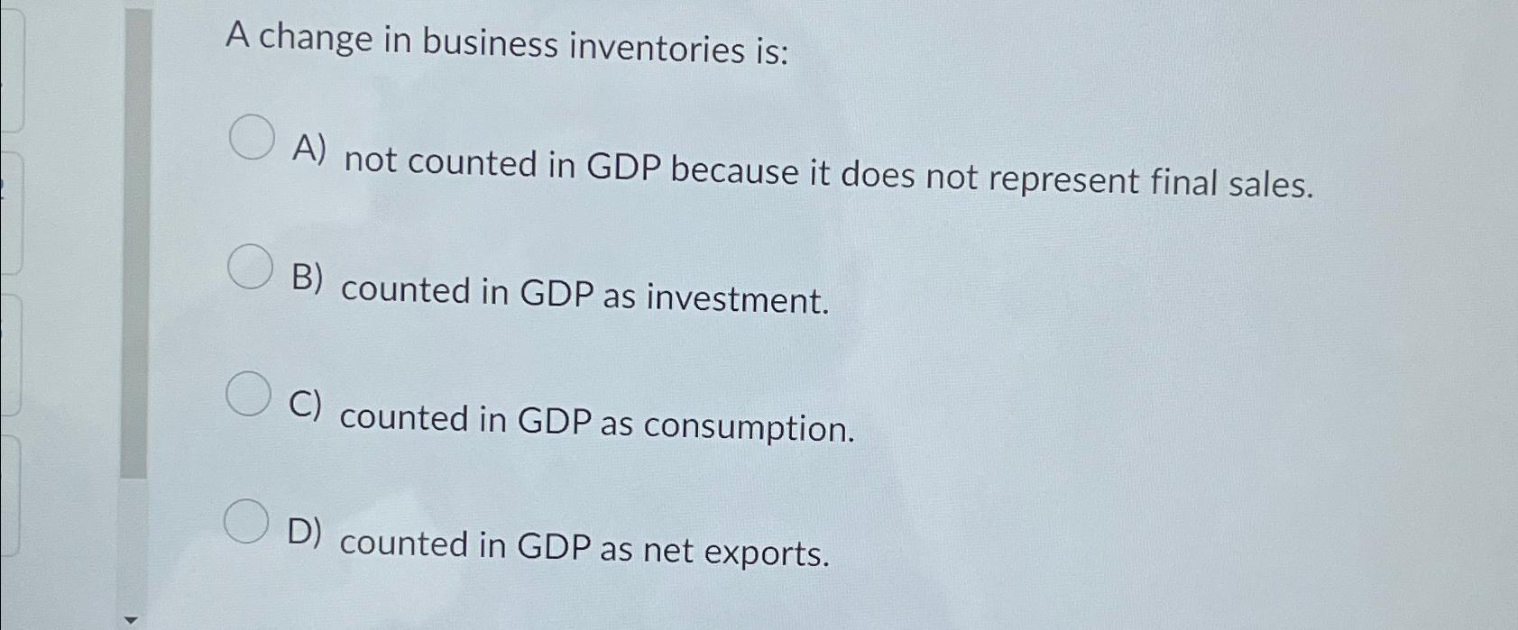 Business inventories and gdp