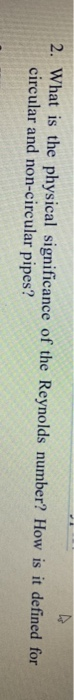 Solved 2 What Is The Physical Significance Of The Reynolds Chegg