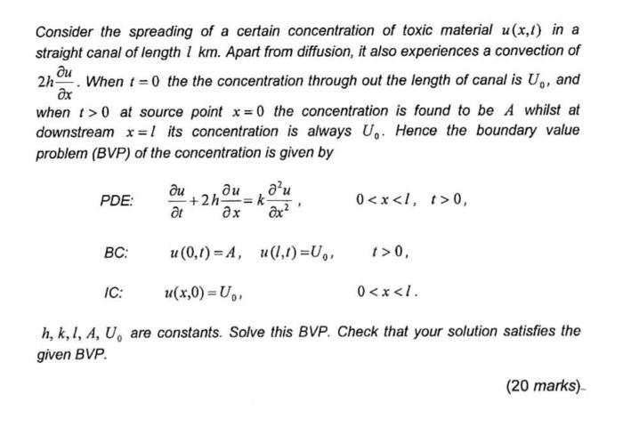 Solved ди Consider the spreading of a certain concentration | Chegg.com