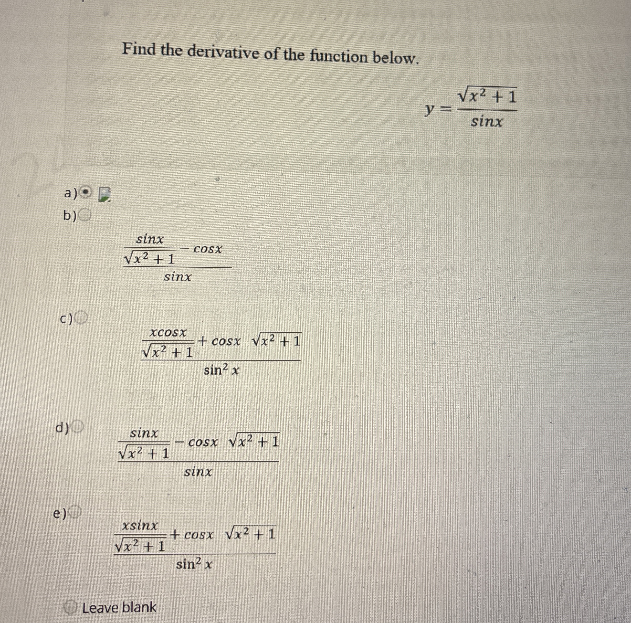 Solved Find the derivative of the function | Chegg.com