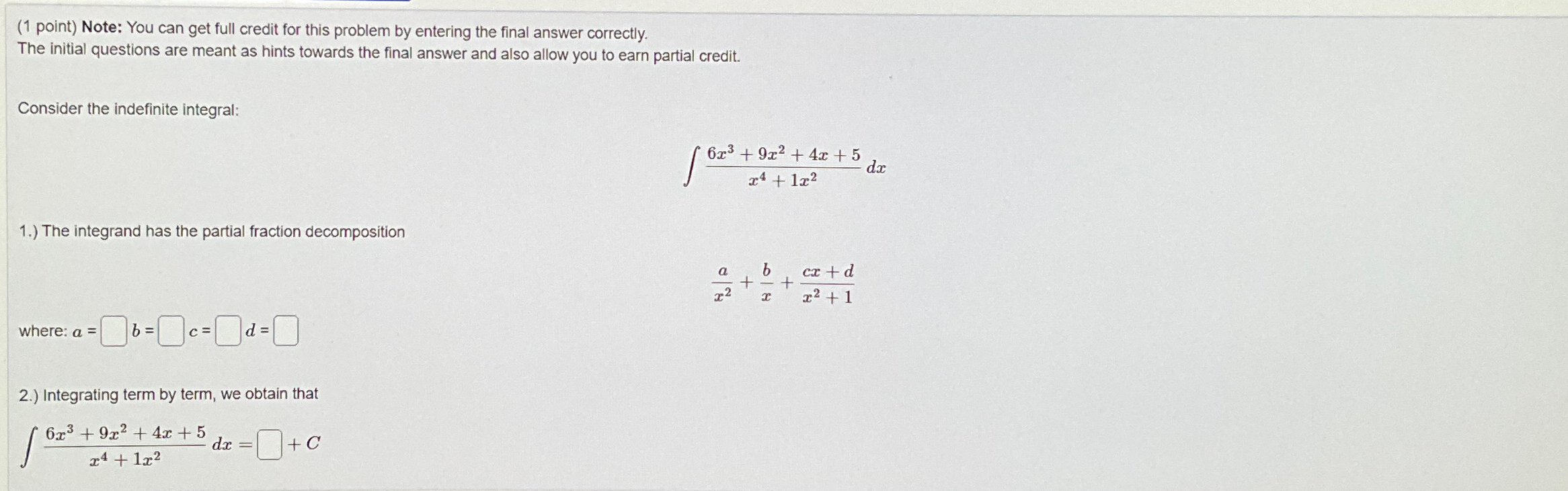 Solved (1 ﻿point) ﻿Note: You can get full credit for this | Chegg.com