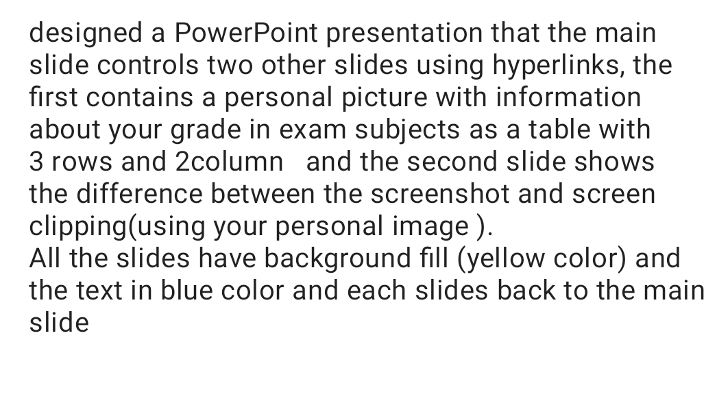 Solved designed a PowerPoint presentation that the main | Chegg.com