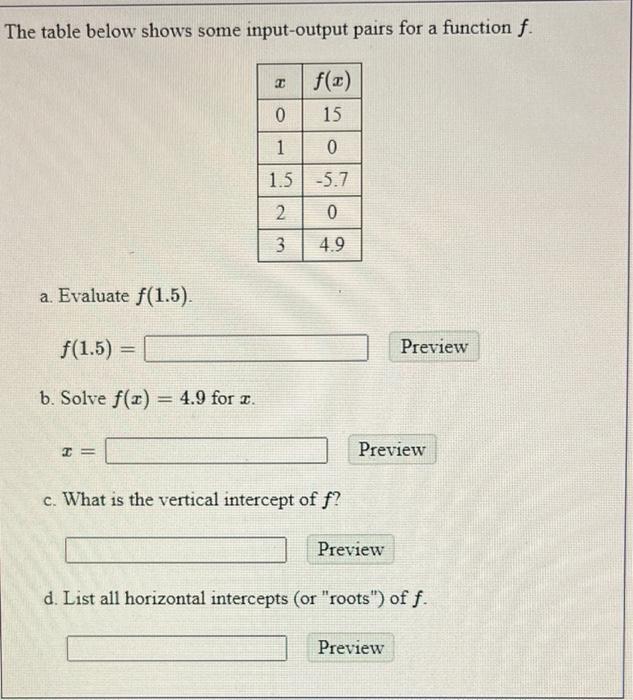 Solved The table below shows some input-output pairs for a | Chegg.com