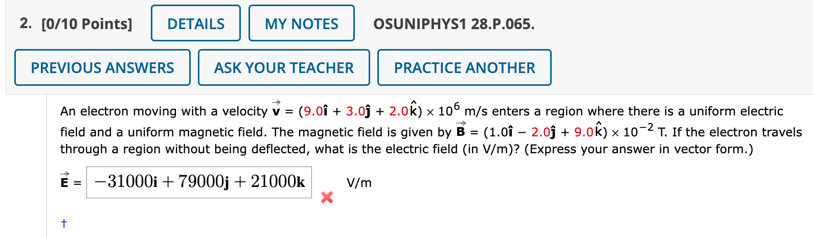 Solved An electron moving with a velocity v | Chegg.com