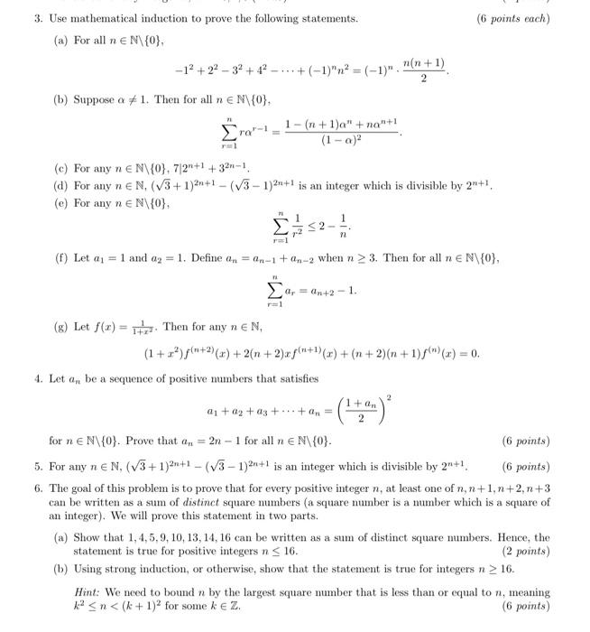Solved 3. Use mathematical induction to prove the following | Chegg.com