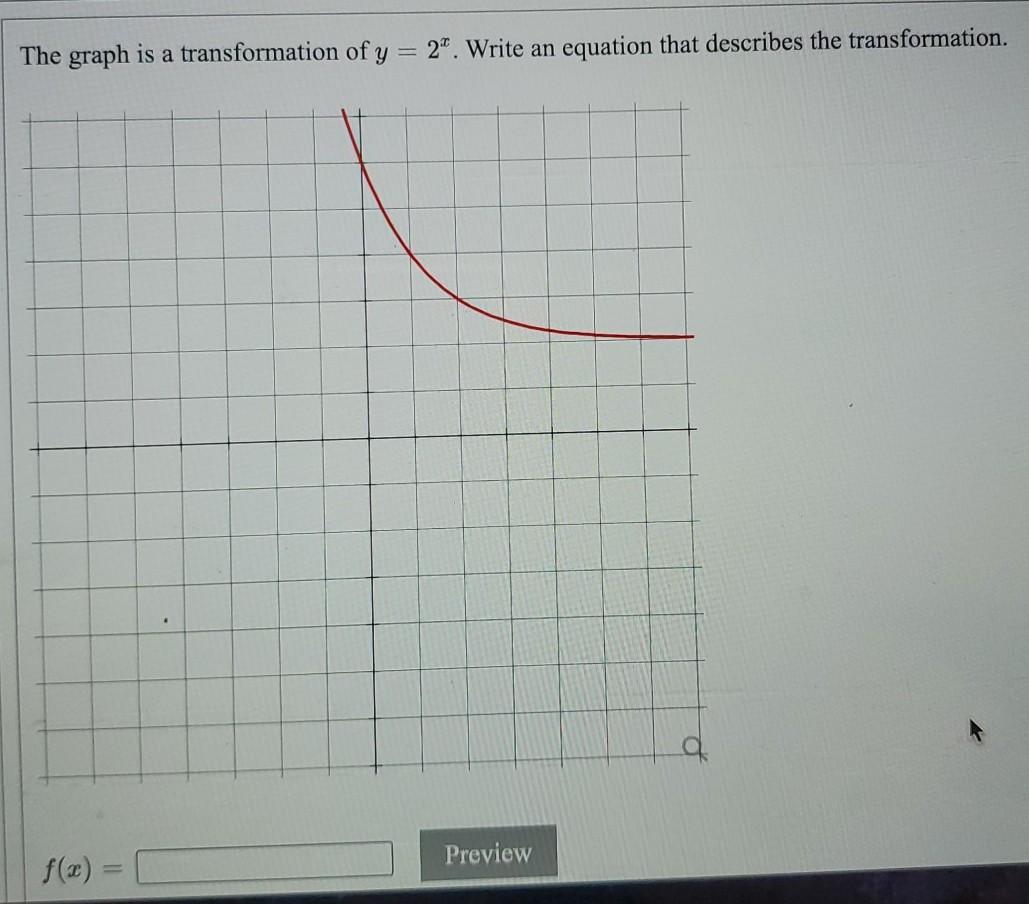 Solved The graph is a transformation of y = 2". Write an | Chegg.com